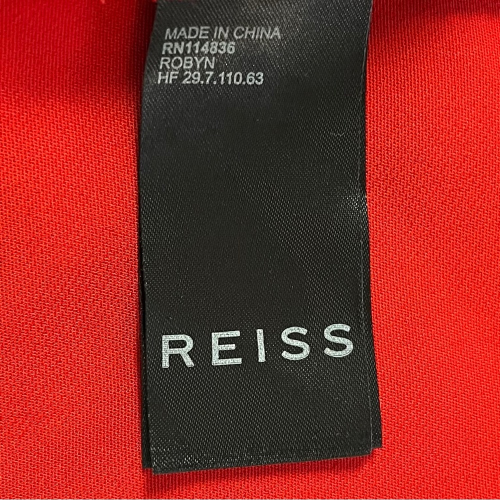 REISS Robyn Dress Ruffle Side Bodycon Cocktail Red Size 6 Knee Length - Picture 9 of 10